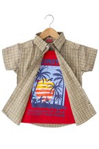 Meaning Of Life Red Inner Skin Check Double Casual Shirt Boys