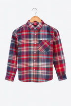 Front Pocket Multi Red Checked Casual Shirt Boys ( R-371 )