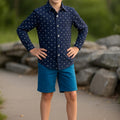 Star Navy Casual Shirt Boys ( R-179 ) Factory