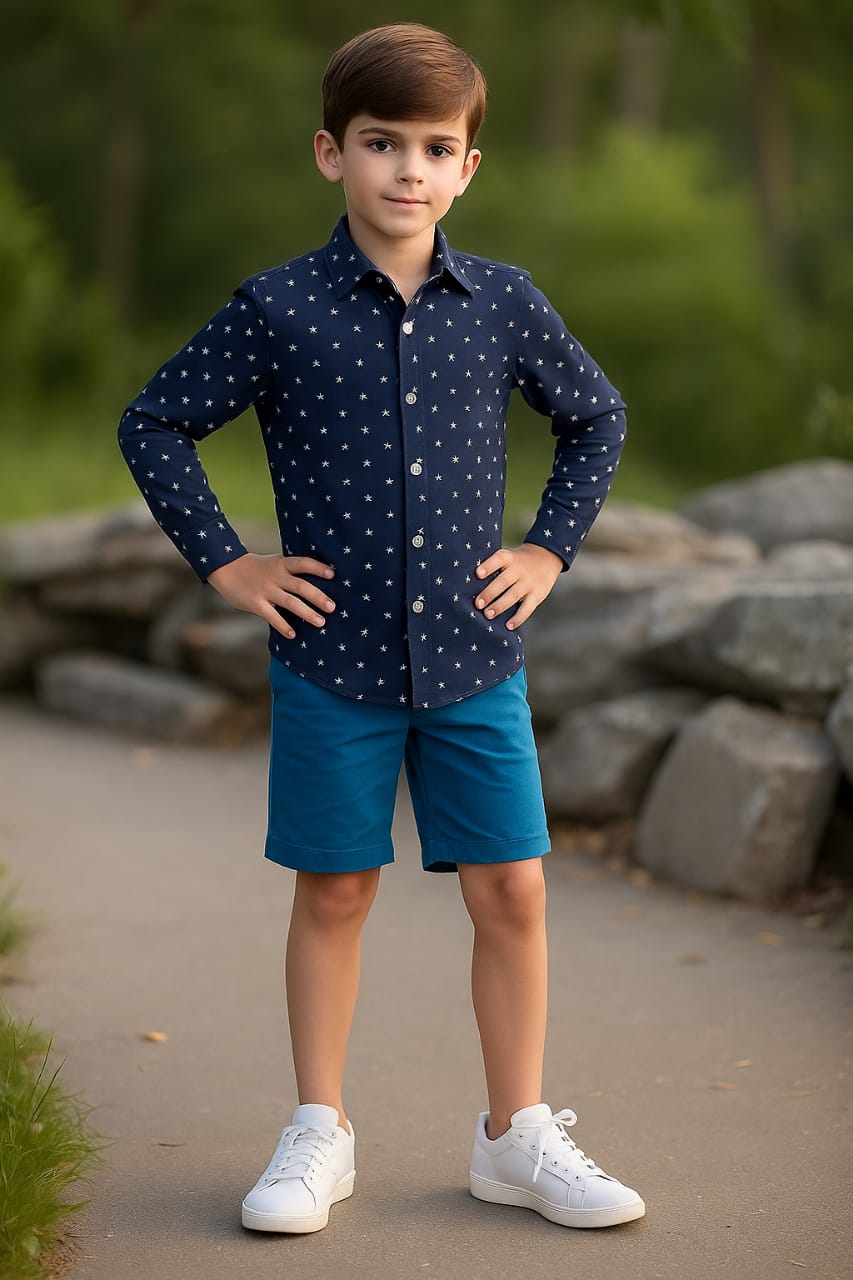 Star Navy Casual Shirt Boys ( R-179 ) Factory