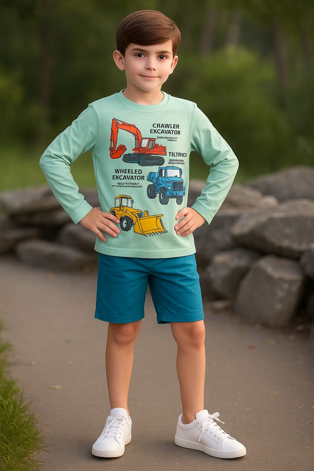 Crawler Excavator Pista T-Shirt Boys