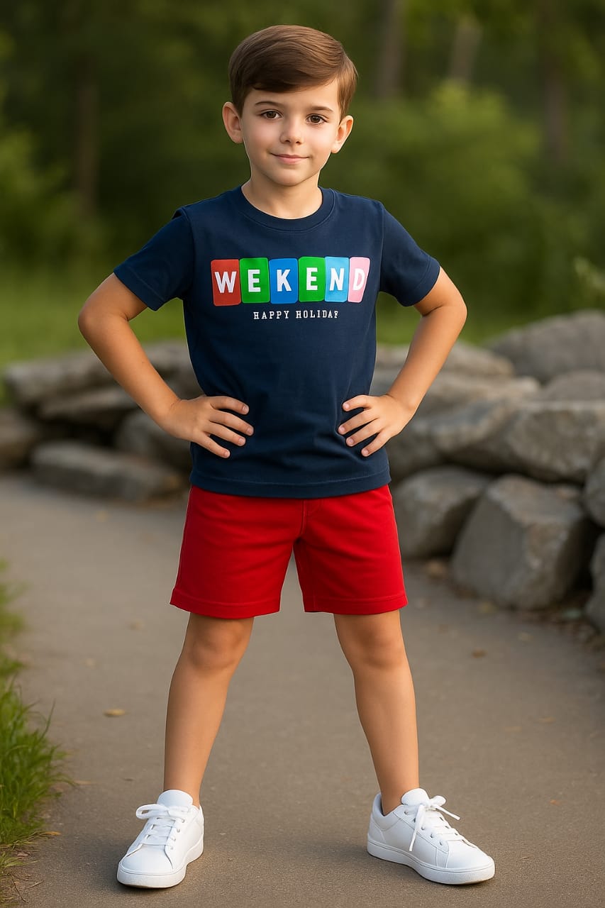 Weekend  Half Sleeve Navy Nicker Suit Boys ( R-35 )