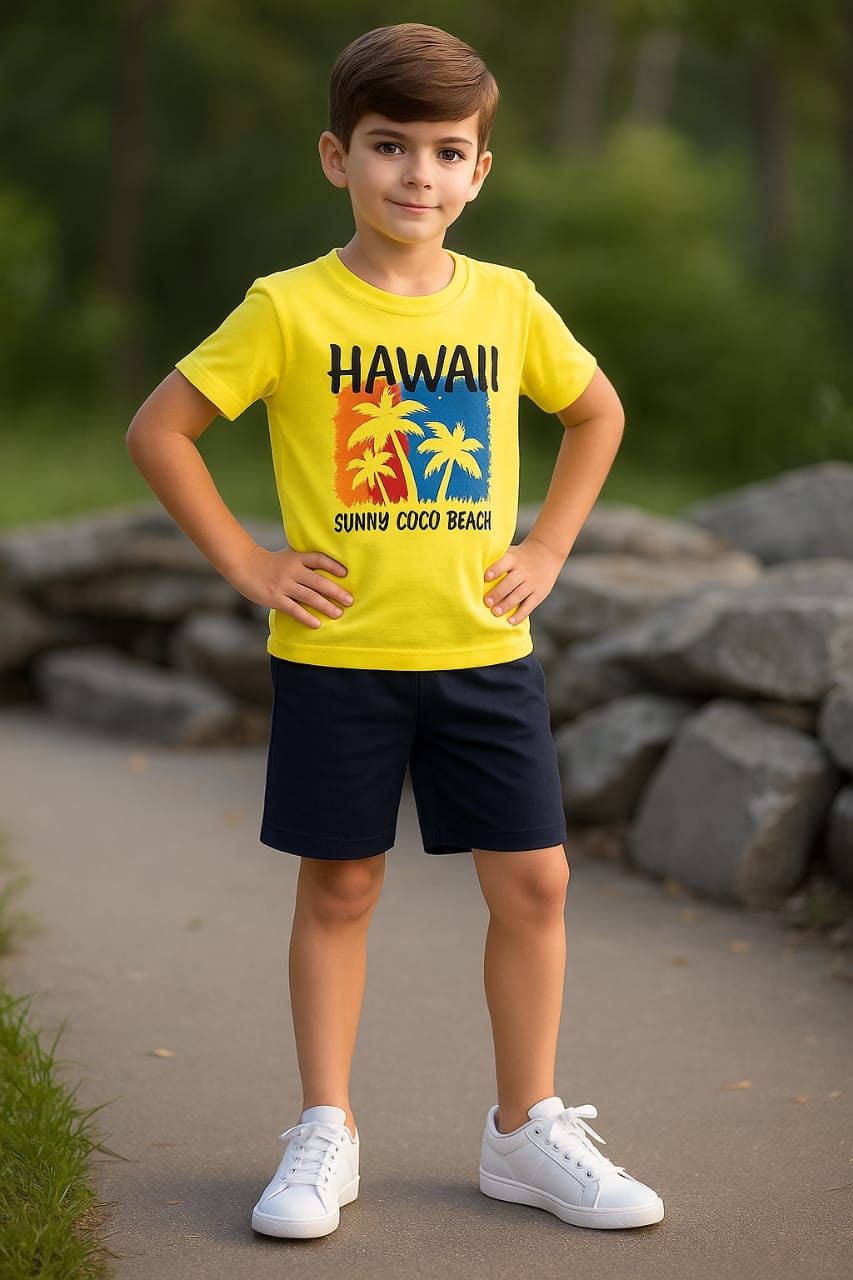 Hawaii  Half Sleeve Yellow Nicker Suit Boys ( R-75 )