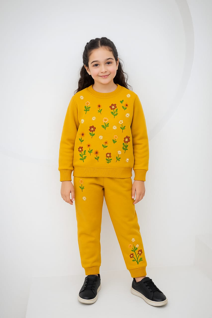 Embroidery All Over Mustered Track-suit Girls