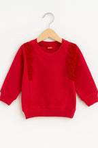 Shoulder Lase Red Sweatshirt Girls