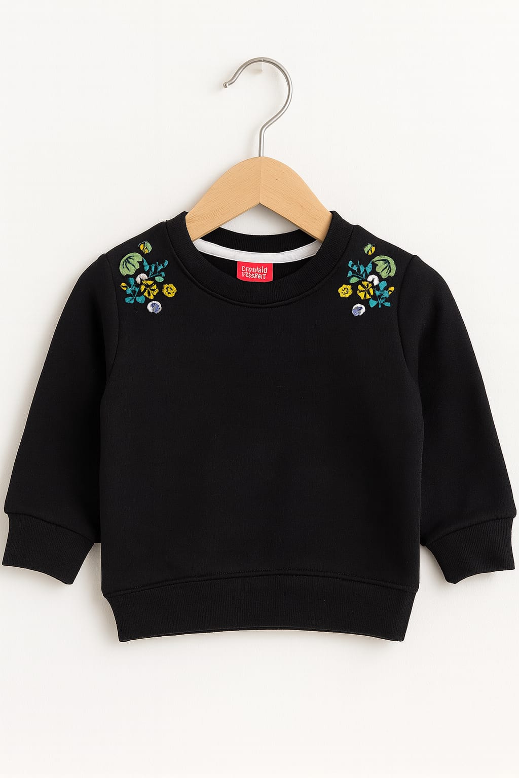 Two Side Embroidery Navy Sweatshirt Girls
