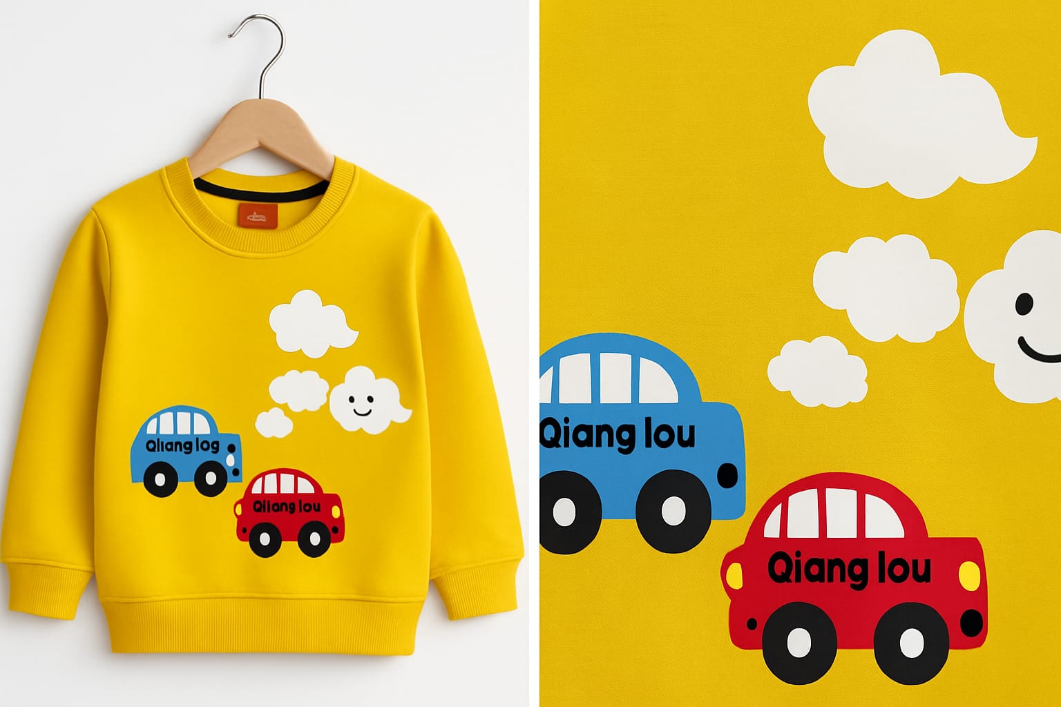 Car Cloud Yellow Sweatshirt Boys