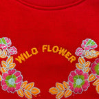 Wild Flower Embroidery Red Sweatshirt Girls