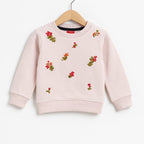 All over Embroidery peach sweatshirt-Girls