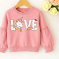 Love Unicorn Baby Pink Sweatshirt for Girls