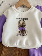 Sun Shine White Body Purple Arms Track-suit Girls