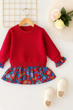 Blossom Red Sweatshirt Dress Girls