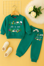 She Is Art Embroidery C-Green Track-suit Girls