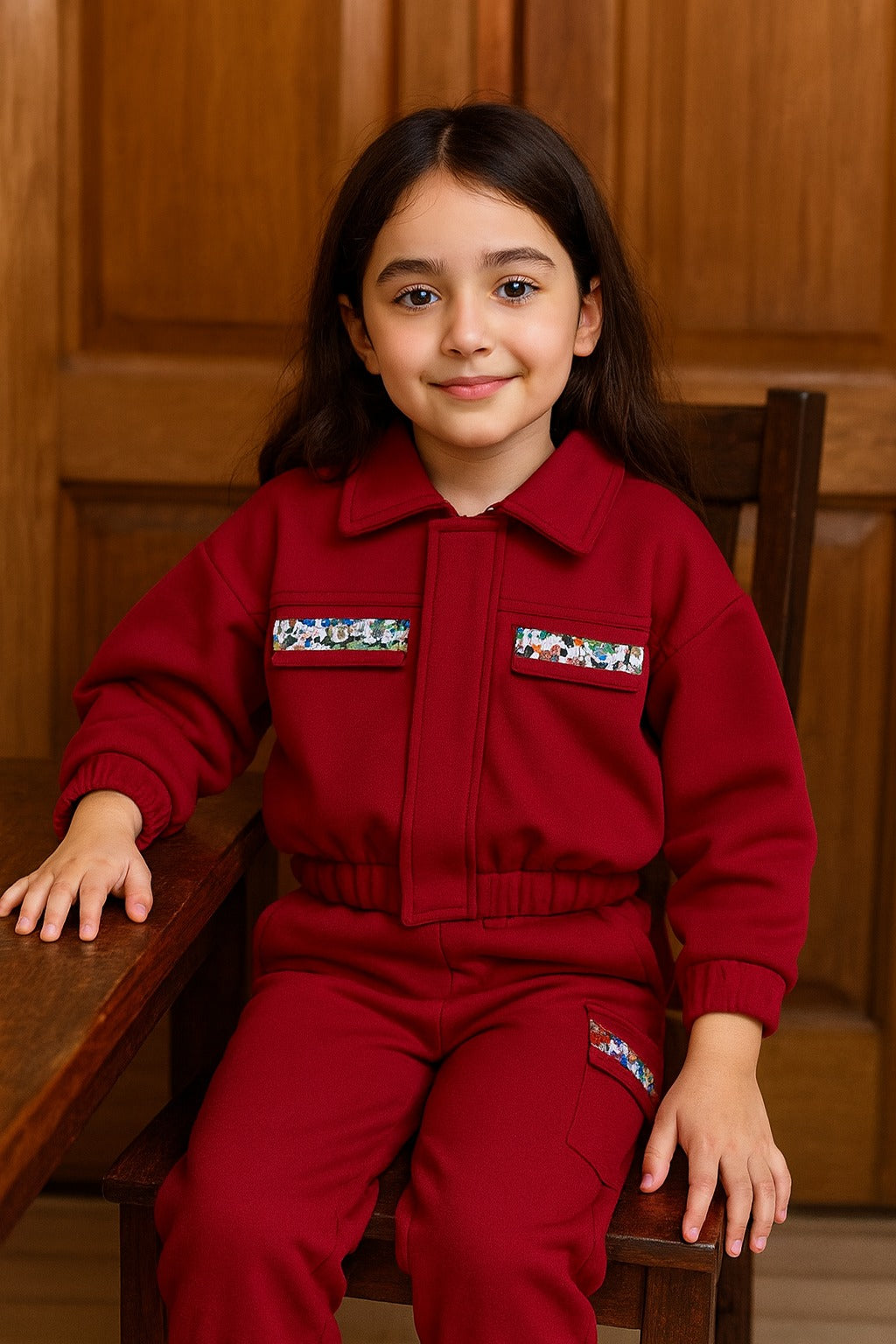 Two Pocket Red Track-suit Girls