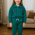 Two Pocket C-Green Track-suit Girls ( R-172 )