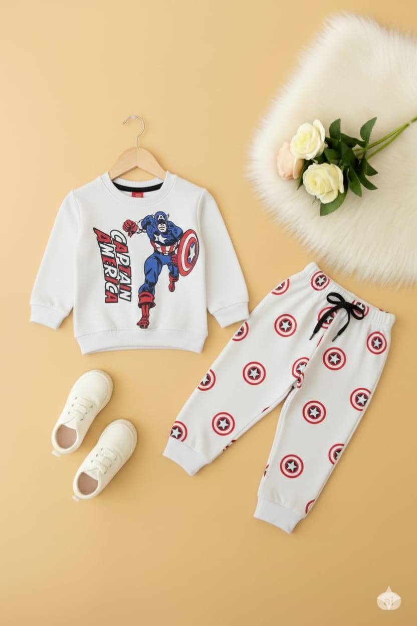 Captain America White Track-Suit Boys  ( R-139 )