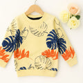 Leaves  All Over Print Lemon Sweatshirt Boys ( R-292 )
