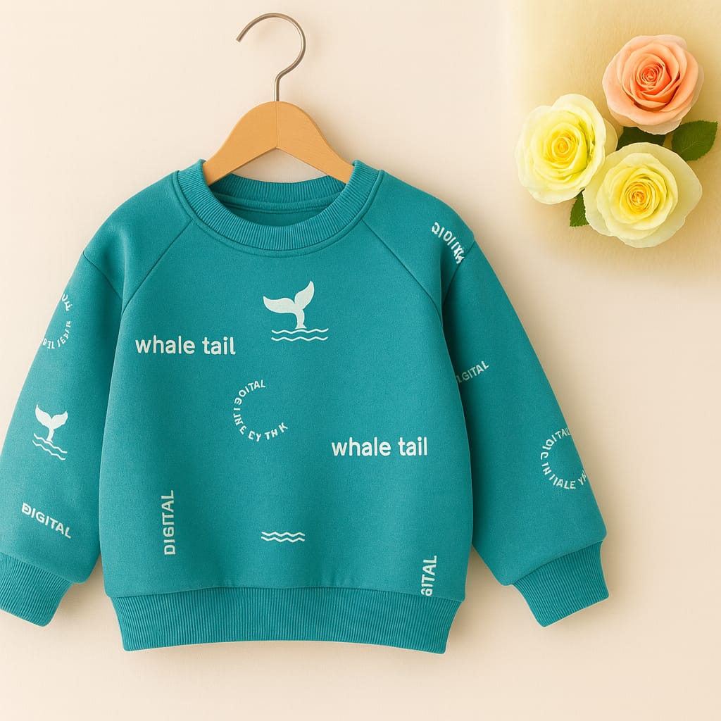Whale Tail Aqua Sweatshirt Boys