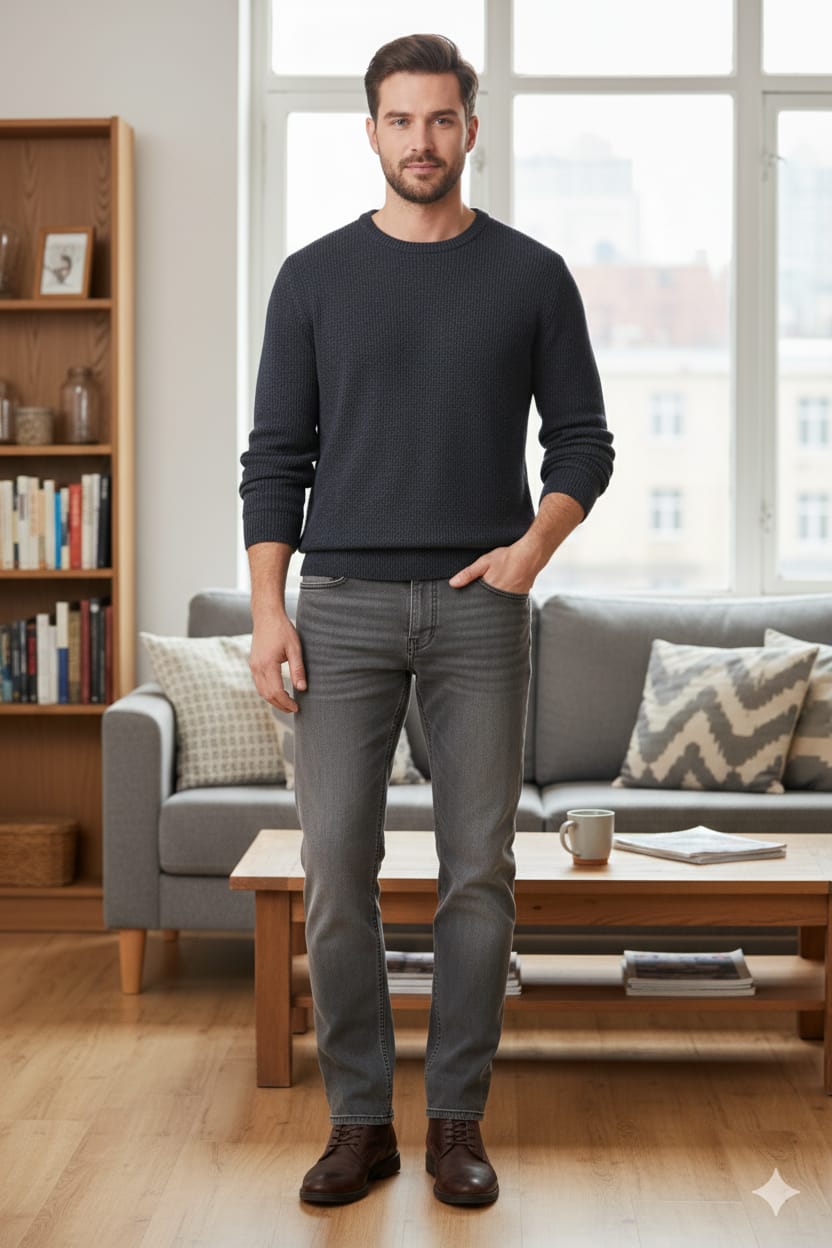 Gray Denim Pant Men's