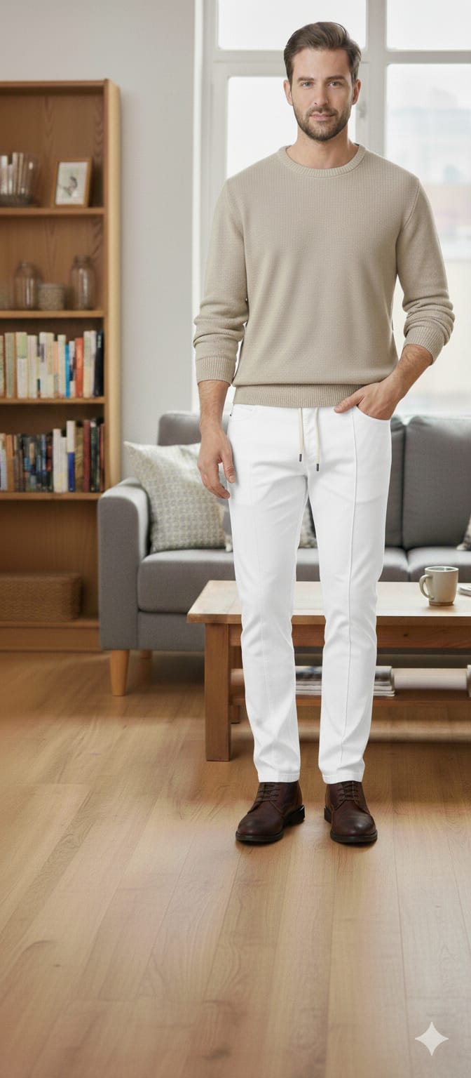 3 Pocket White Trouser Men's