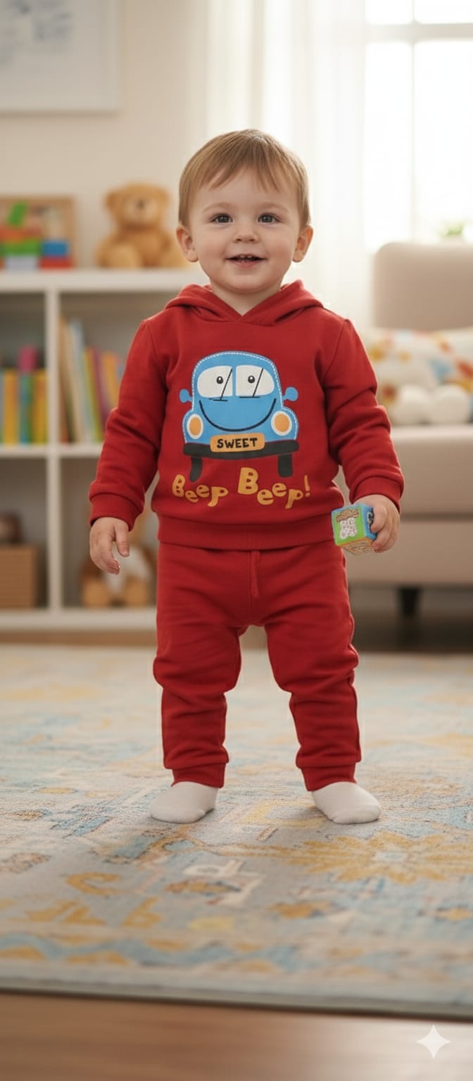Beep Beep Red Hoodies Track-Suit Newborn