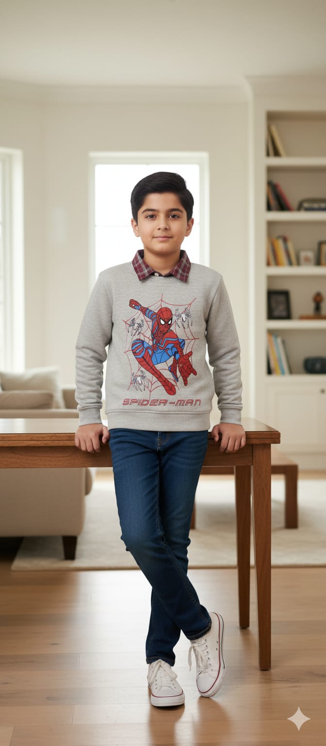 Spiderman Oatmeal Double Sweatshirt Boys