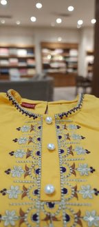 Embroidery Penal & Sleeve Yellow Pairs Girls