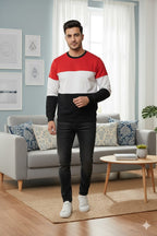 Red & Black Penal Sweatshirt Men's