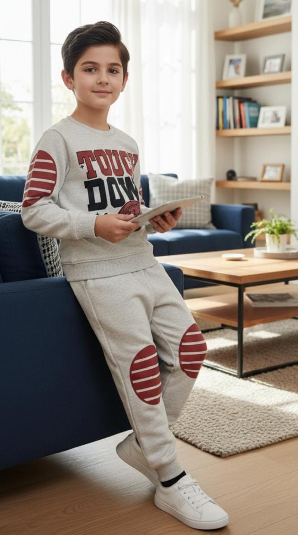 Touch Down Season Oatmeal Track-Suit Boys