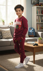 Marvel Mahroon Track-Suit Boys