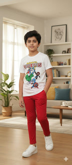 Marvel Super Hero White Trouser Shirt Boys