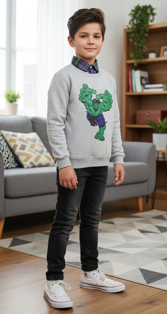Hulk Oatmeal Double Shirt Boys ( R-382 N)