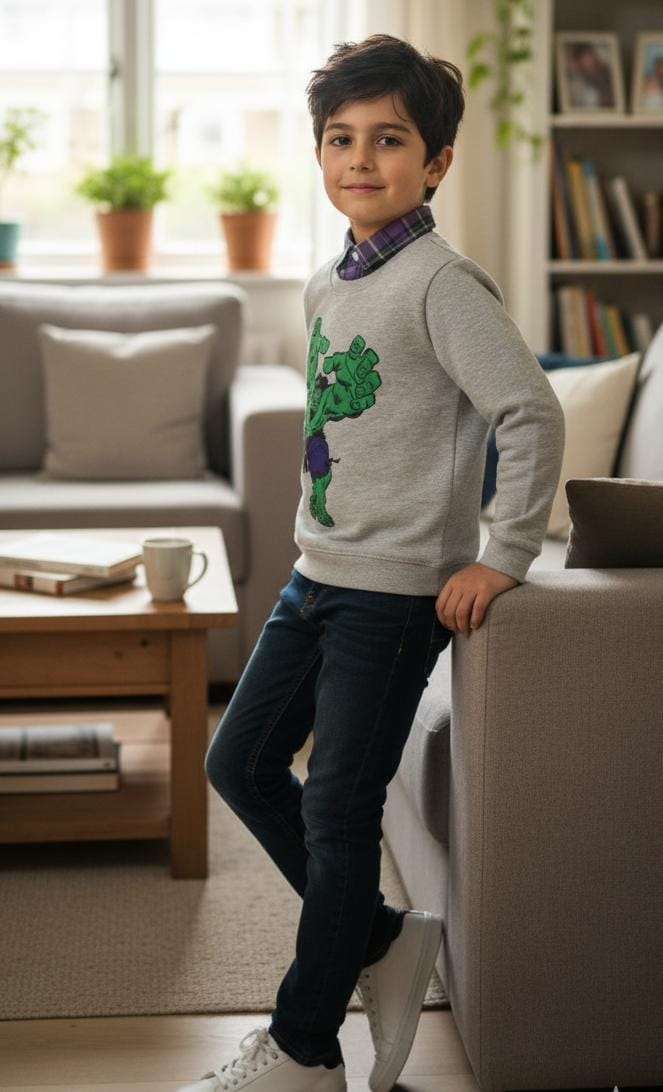 Hulk Oatmeal Double Shirt Boys ( R-382 N)