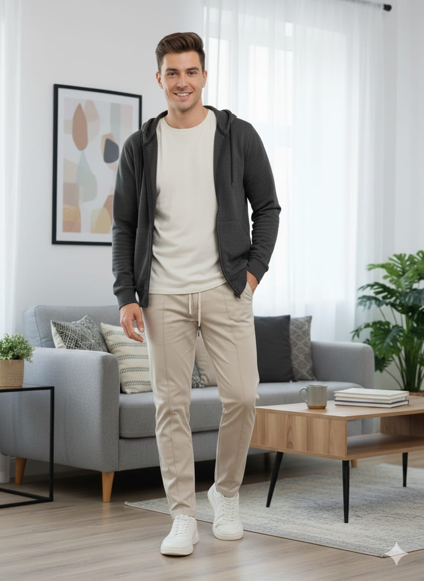 3 Pocket Cream Trouser Men's