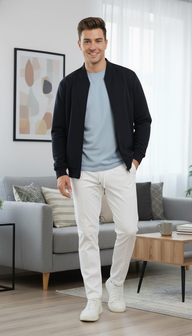 3 Pocket White Trouser Men's