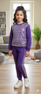 Sparkle Queen Purple Track-suit Girls