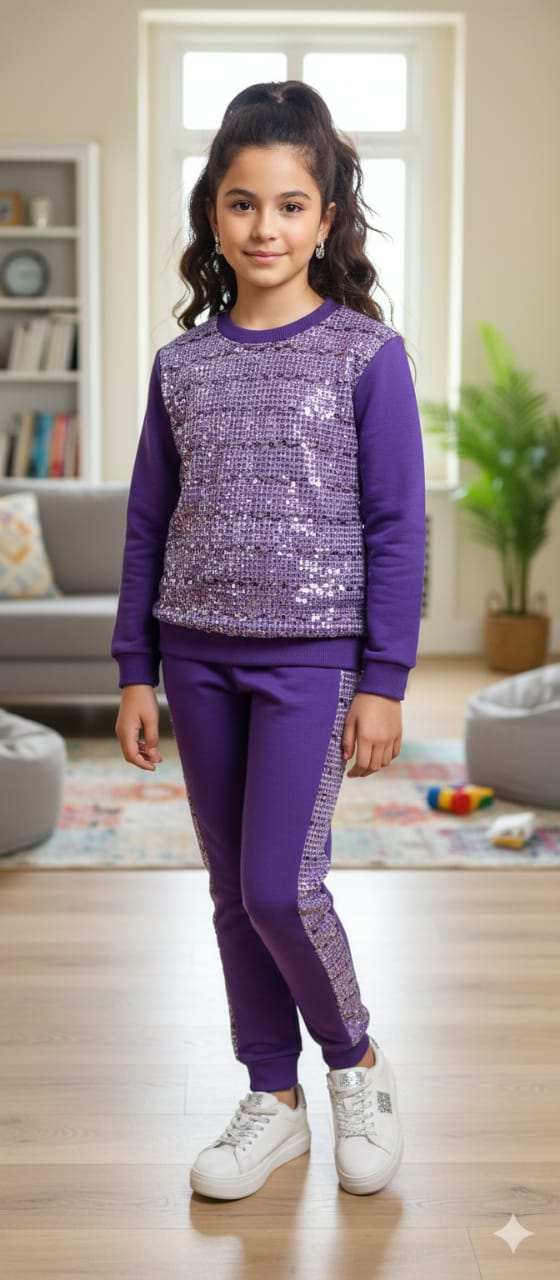Sparkle Queen Purple Track-suit Girls