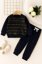 Sparkle Queen Black Track-suit Girls