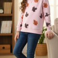 Leaves Printing Baby Pink Sweatshirt for Girls (R-249)