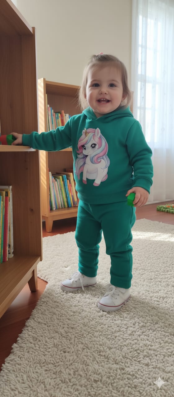 Unicorn Green Hoodies Track-Suit Newborn