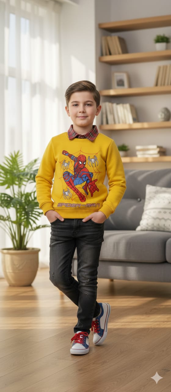 Spiderman Yellow Double Sweatshirt Boys ( R-226N )