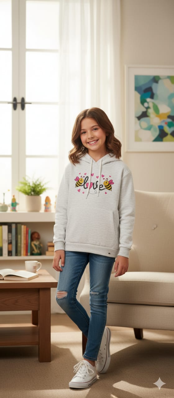 Love Honey Oatmeal Hoodies Girls