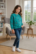 Hello Kitty Teal Sweatshirt Girls