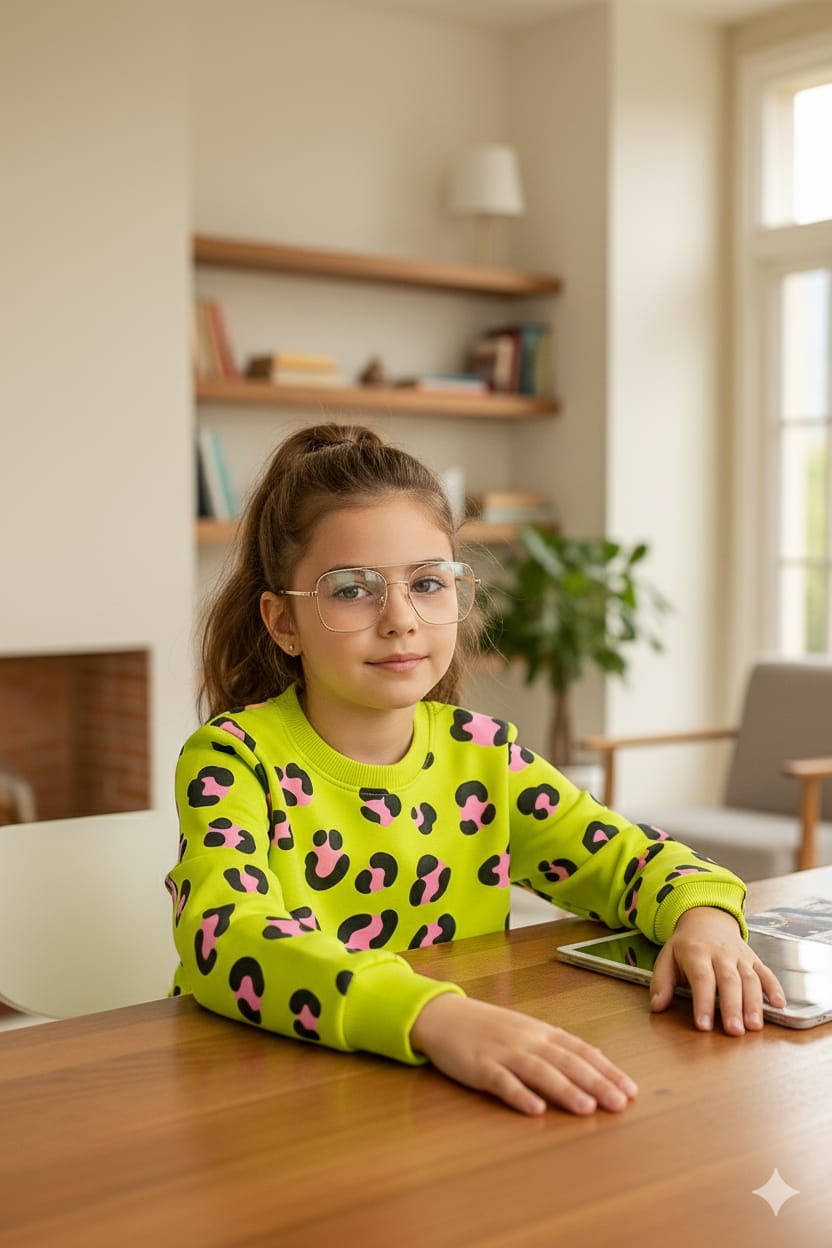 Leopard All Over Print Parrot Sweatshirt Girls