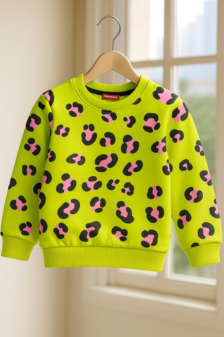 Leopard All Over Print Parrot Sweatshirt Girls