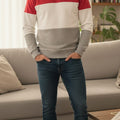 Red & Oatmeal Penal Sweatshirt Men's ( Factory )