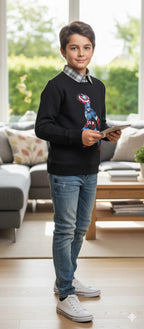Captain America Black Double Sweatshirt Boys ( R-236 )