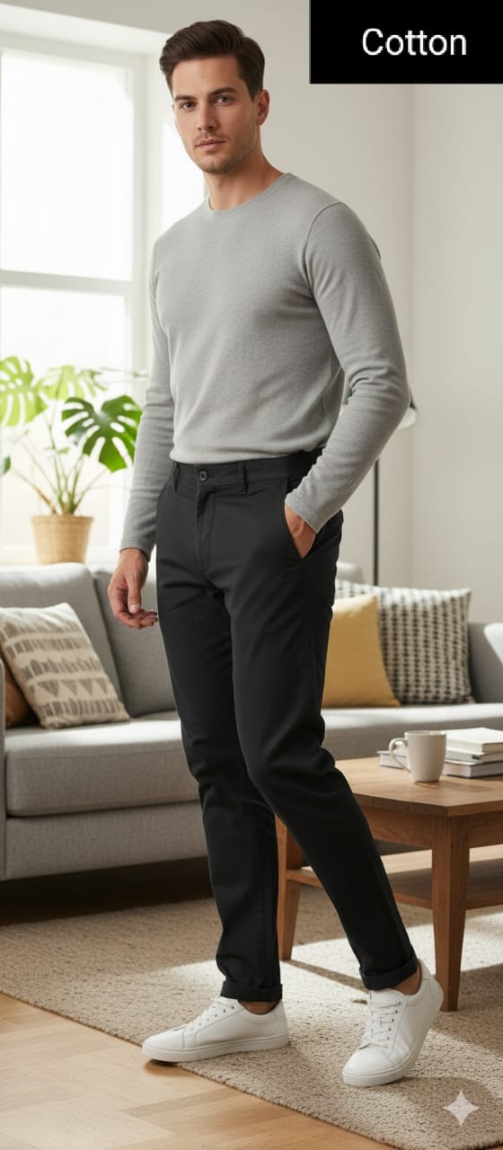 (Black) Cotton Pant Men's