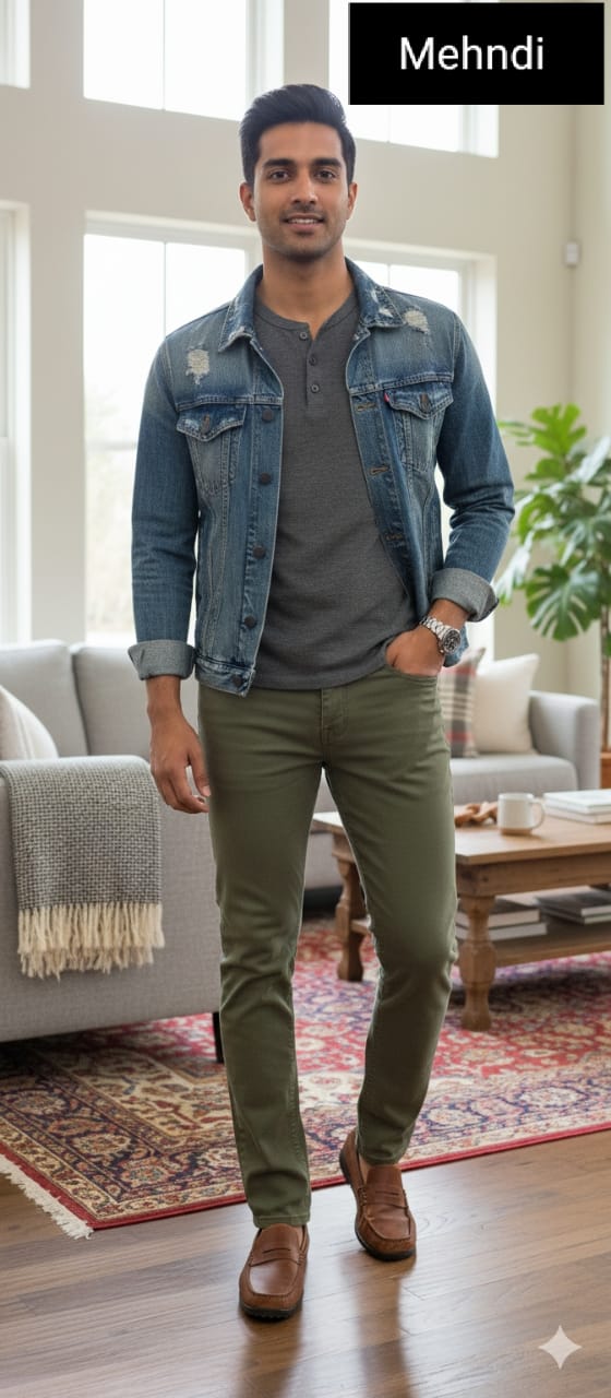 (Mehndi) Jeans Pant Men's