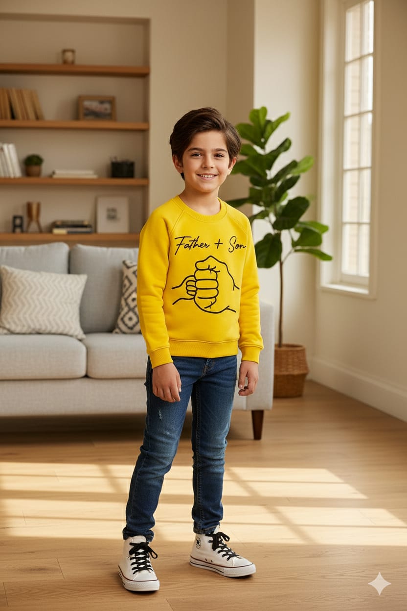 Father Son Yellow Sweatshirt Boys ( R-407N )